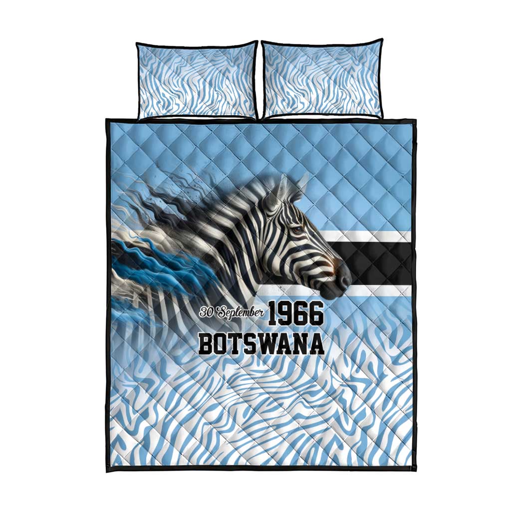 Botswana Independence Day 1966 Quilt Bed Set Tribal Zebra Skins Pattern - Wonder Print Shop