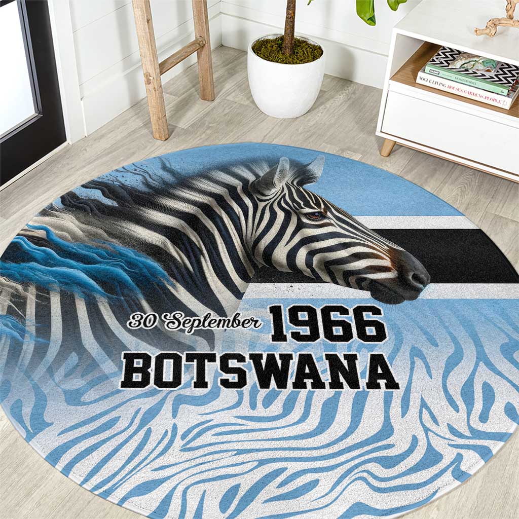 Botswana Independence Day 1966 Round Carpet Tribal Zebra Skins Pattern - Wonder Print Shop