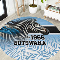 Botswana Independence Day 1966 Round Carpet Tribal Zebra Skins Pattern - Wonder Print Shop