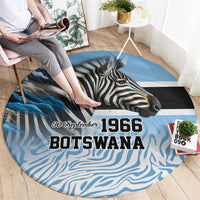 Botswana Independence Day 1966 Round Carpet Tribal Zebra Skins Pattern - Wonder Print Shop