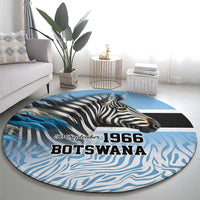 Botswana Independence Day 1966 Round Carpet Tribal Zebra Skins Pattern - Wonder Print Shop