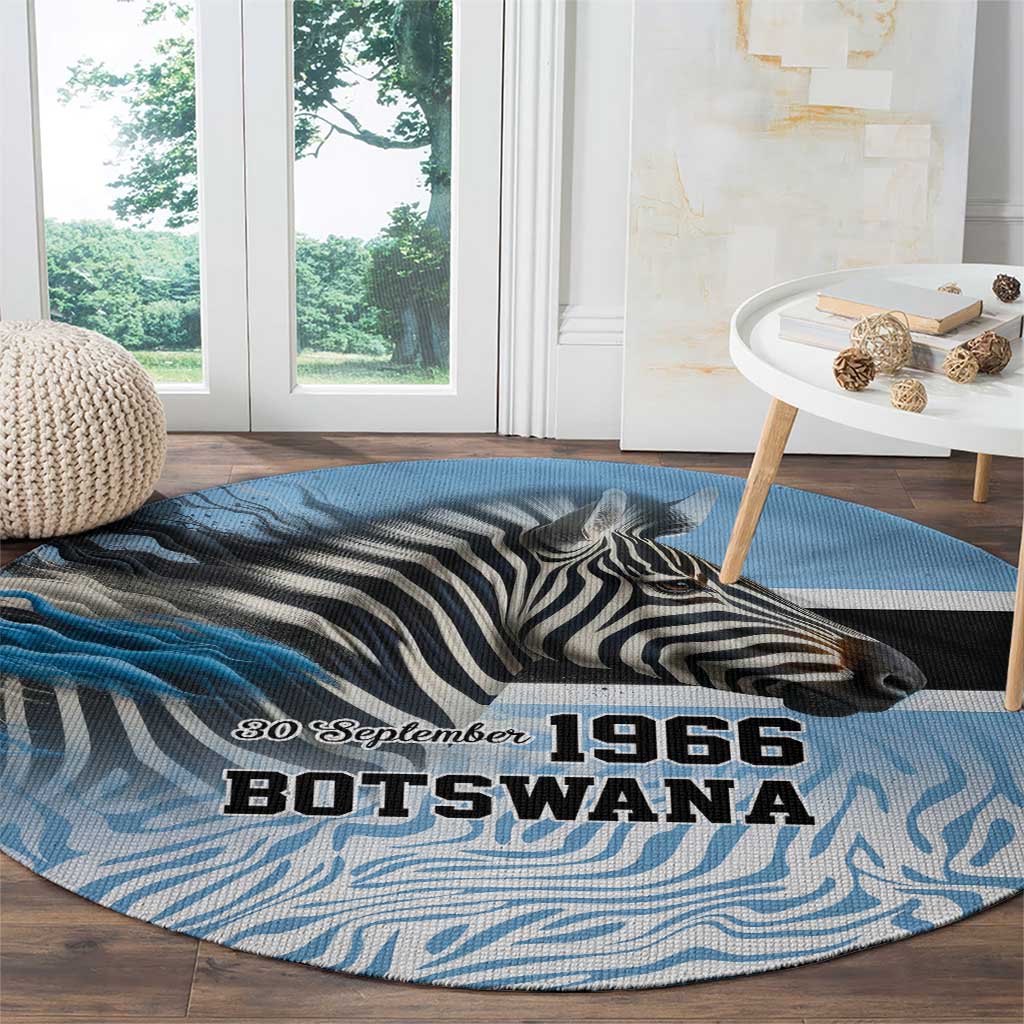 Botswana Independence Day 1966 Round Carpet Tribal Zebra Skins Pattern - Wonder Print Shop