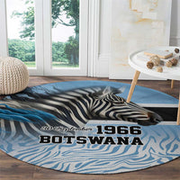 Botswana Independence Day 1966 Round Carpet Tribal Zebra Skins Pattern - Wonder Print Shop
