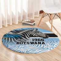Botswana Independence Day 1966 Round Carpet Tribal Zebra Skins Pattern - Wonder Print Shop