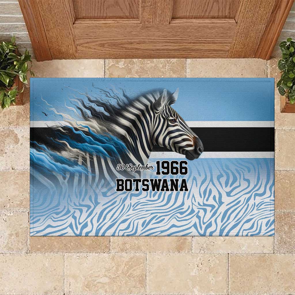 Botswana Independence Day 1966 Rubber Doormat Tribal Zebra Skins Pattern - Wonder Print Shop
