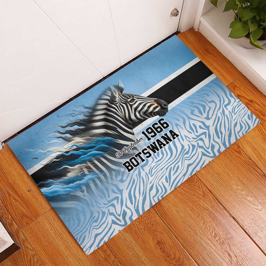 Botswana Independence Day 1966 Rubber Doormat Tribal Zebra Skins Pattern - Wonder Print Shop