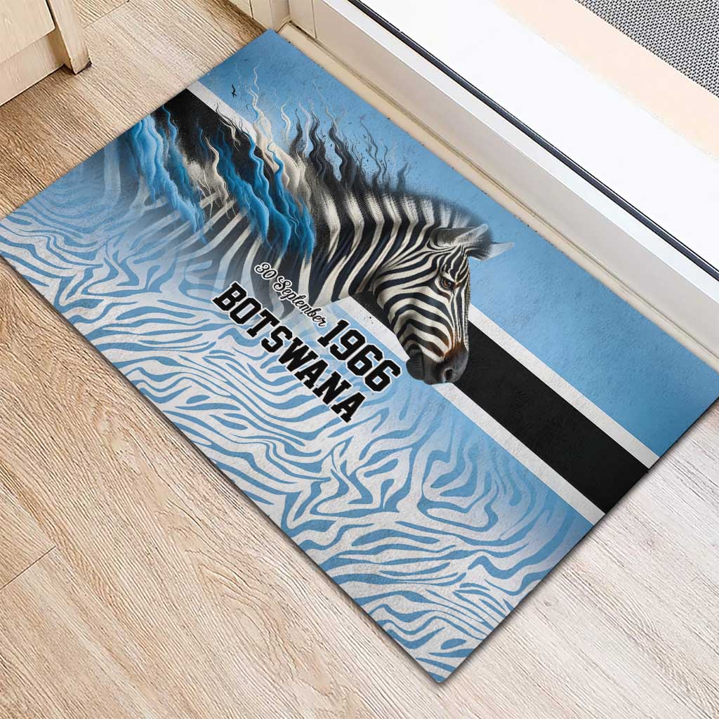 Botswana Independence Day 1966 Rubber Doormat Tribal Zebra Skins Pattern - Wonder Print Shop