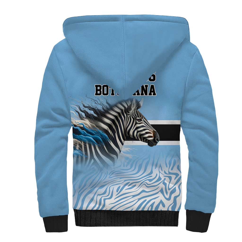 Botswana Independence Day 1966 Sherpa Hoodie Tribal Zebra Skins Pattern - Wonder Print Shop