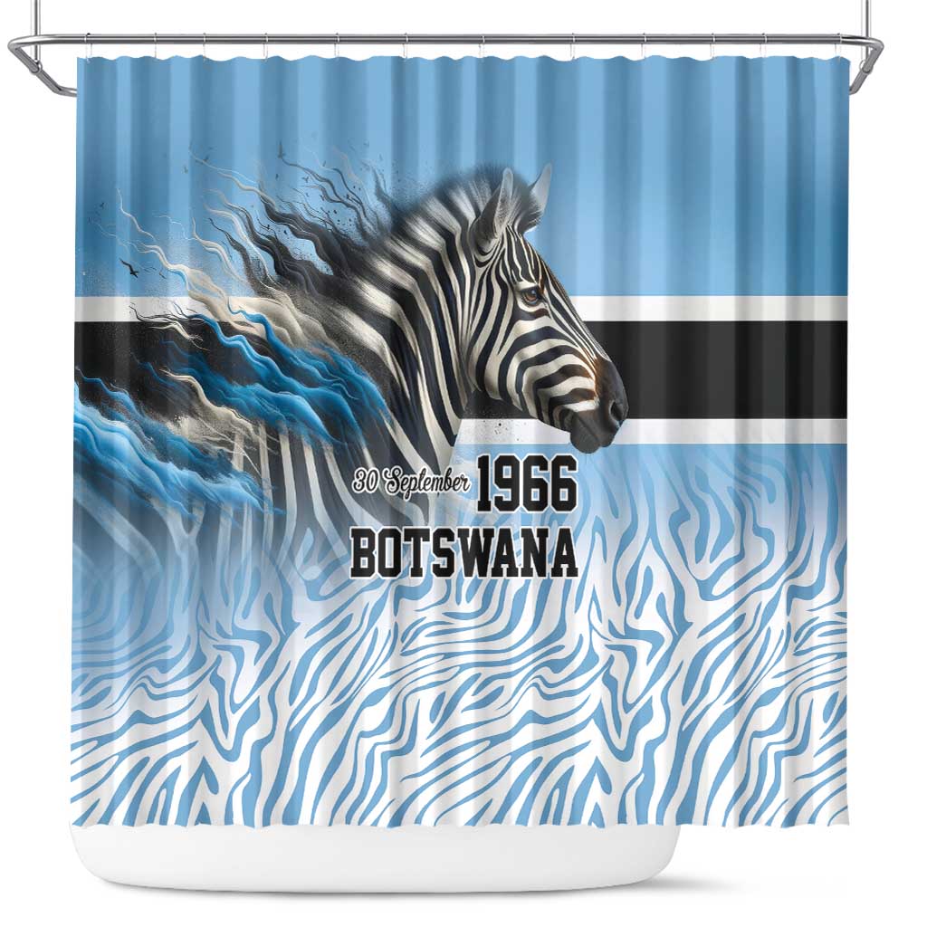 Botswana Independence Day 1966 Shower Curtain Tribal Zebra Skins Pattern - Wonder Print Shop