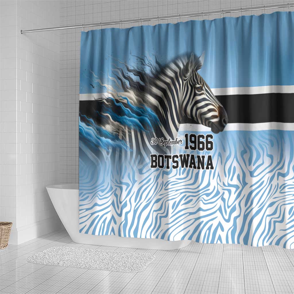 Botswana Independence Day 1966 Shower Curtain Tribal Zebra Skins Pattern - Wonder Print Shop