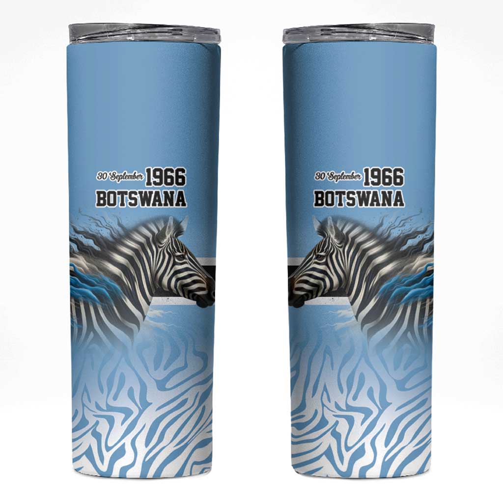 Botswana Independence Day 1966 Skinny Tumbler Tribal Zebra Skins Pattern - Wonder Print Shop