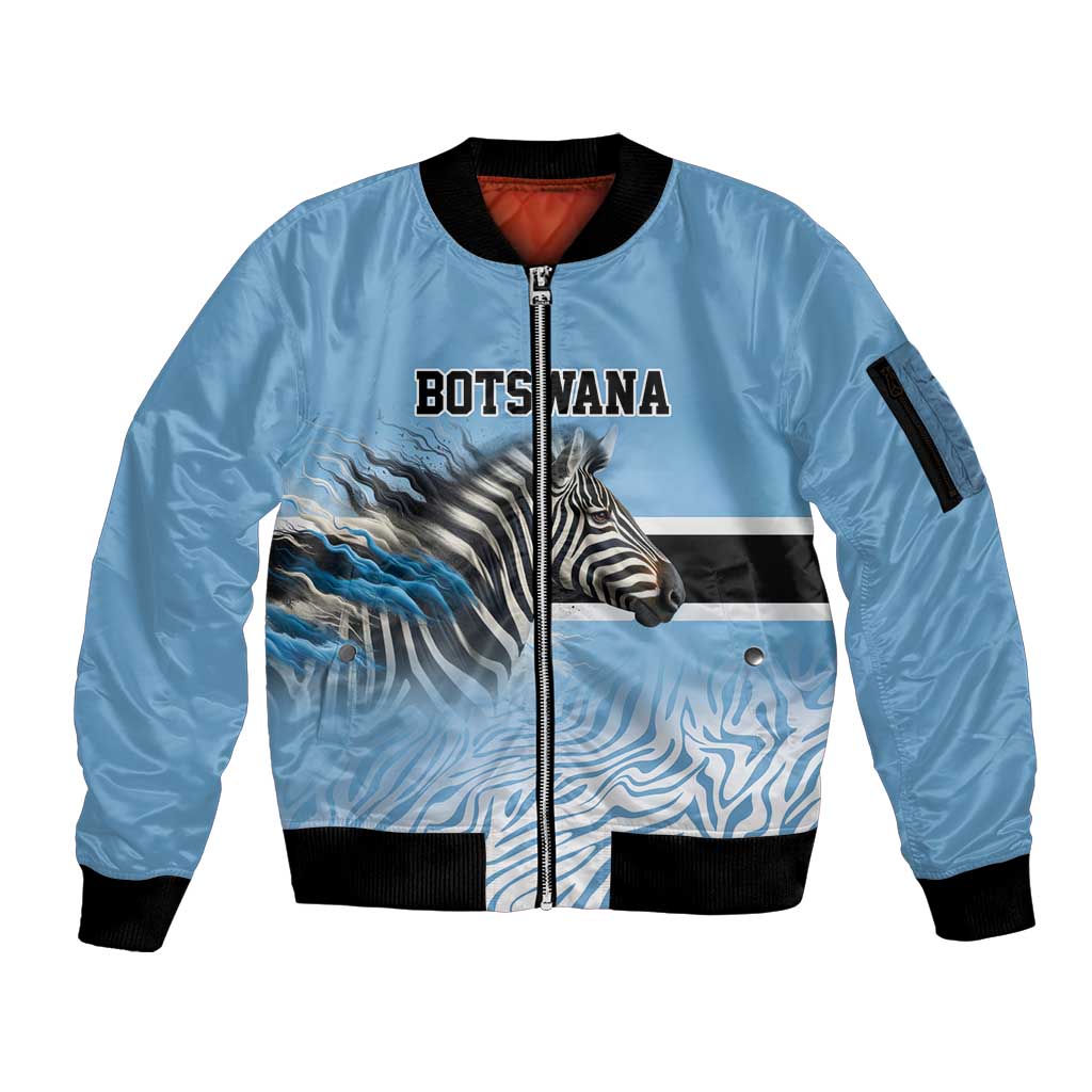 Botswana Independence Day 1966 Sleeve Zip Bomber Jacket Tribal Zebra Skins Pattern - Wonder Print Shop