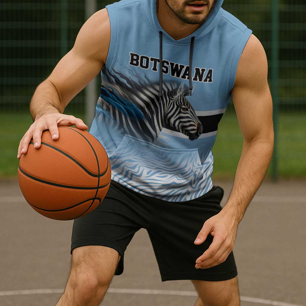 Botswana Independence Day 1966 Sleeveless Hoodie Tribal Zebra Skins Pattern - Wonder Print Shop