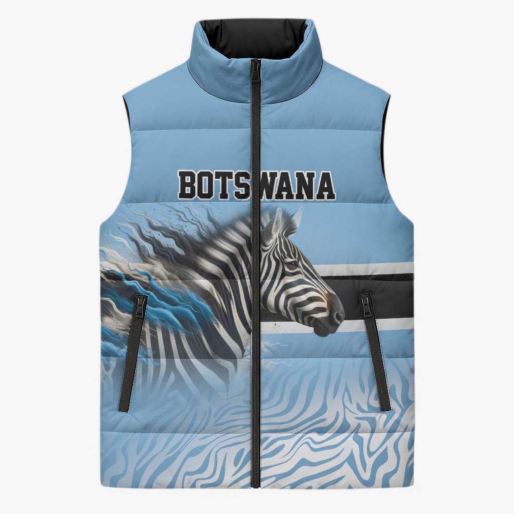 Botswana Independence Day 1966 Sleeveless Puffer Jacket Tribal Zebra Skins Pattern - Wonder Print Shop