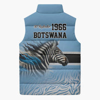 Botswana Independence Day 1966 Sleeveless Puffer Jacket Tribal Zebra Skins Pattern - Wonder Print Shop