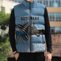 Botswana Independence Day 1966 Sleeveless Puffer Jacket Tribal Zebra Skins Pattern - Wonder Print Shop