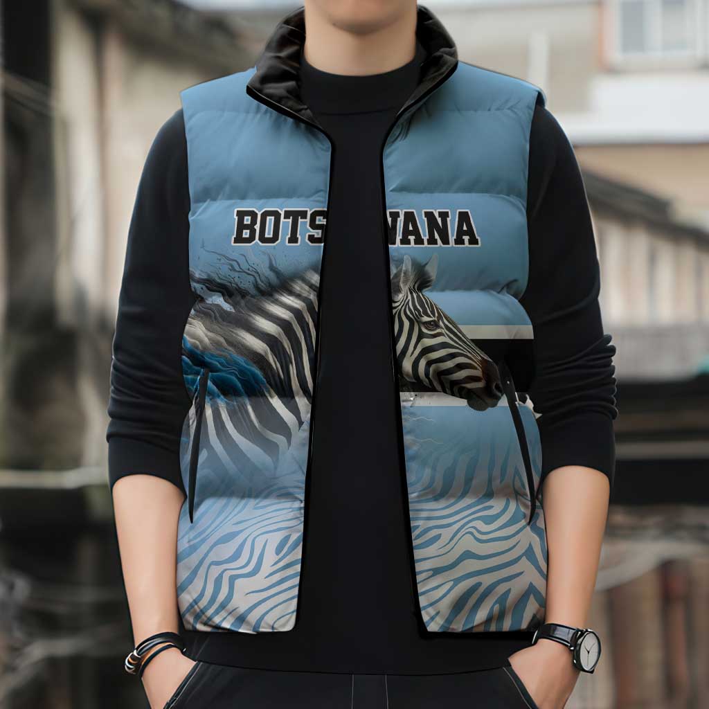 Botswana Independence Day 1966 Sleeveless Puffer Jacket Tribal Zebra Skins Pattern - Wonder Print Shop