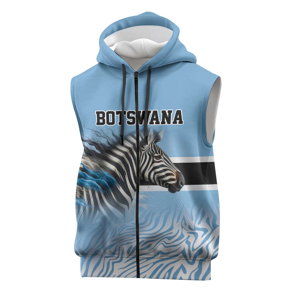 Botswana Independence Day 1966 Sleeveless Zip Hoodie Tribal Zebra Skins Pattern - Wonder Print Shop