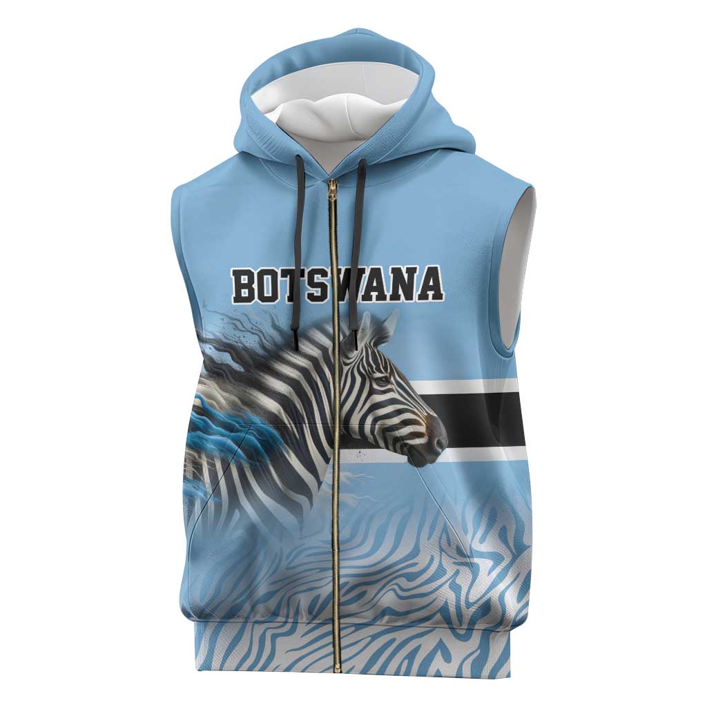 Botswana Independence Day 1966 Sleeveless Zip Hoodie Tribal Zebra Skins Pattern - Wonder Print Shop