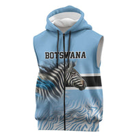 Botswana Independence Day 1966 Sleeveless Zip Hoodie Tribal Zebra Skins Pattern - Wonder Print Shop