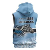 Botswana Independence Day 1966 Sleeveless Zip Hoodie Tribal Zebra Skins Pattern - Wonder Print Shop