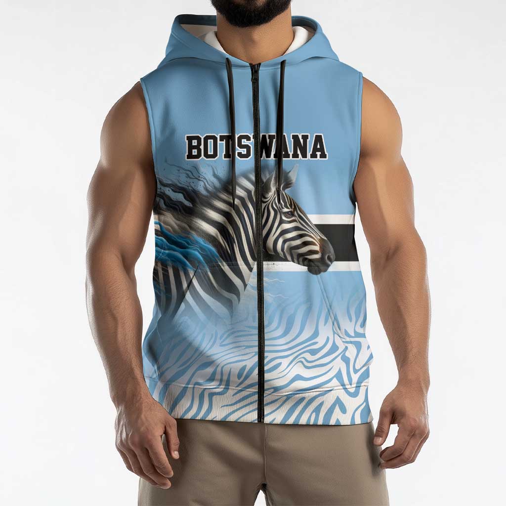 Botswana Independence Day 1966 Sleeveless Zip Hoodie Tribal Zebra Skins Pattern - Wonder Print Shop