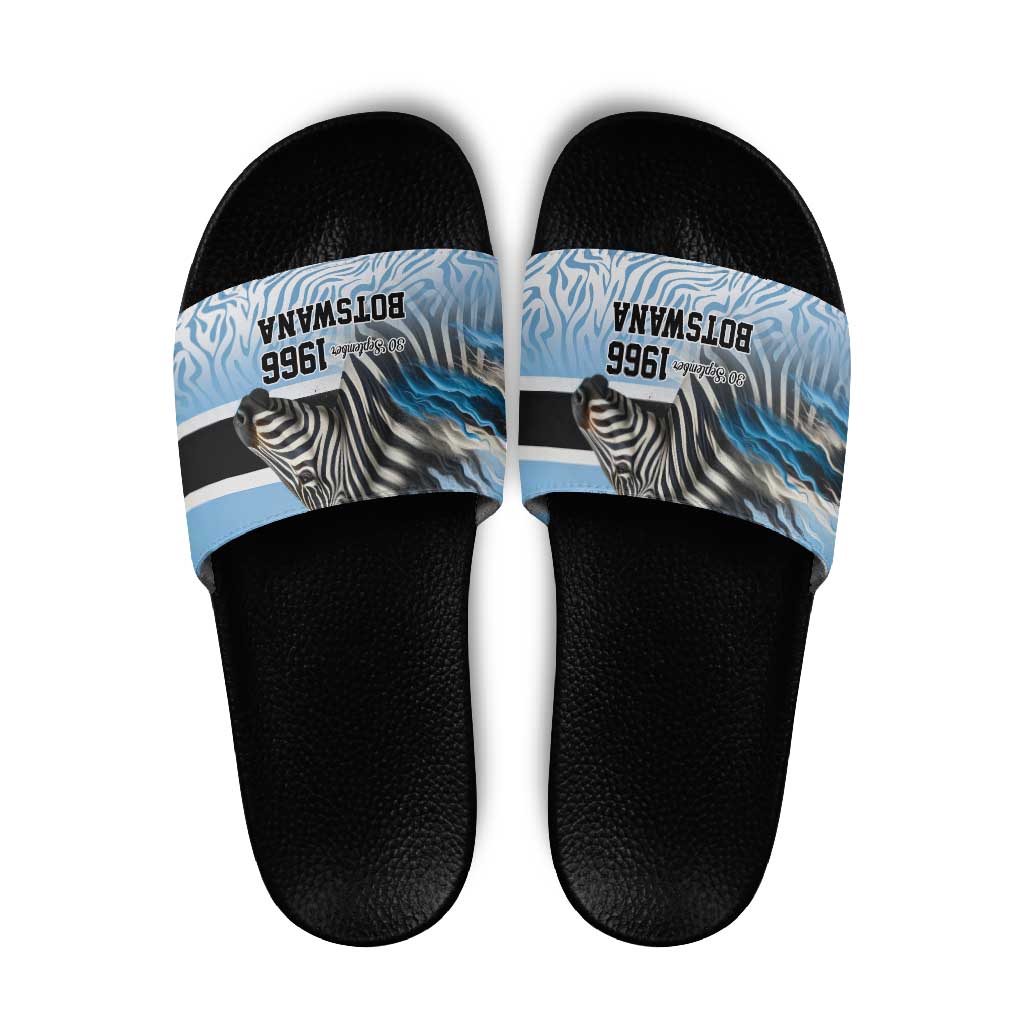 Botswana Independence Day 1966 Slide Sandals Tribal Zebra Skins Pattern - Wonder Print Shop