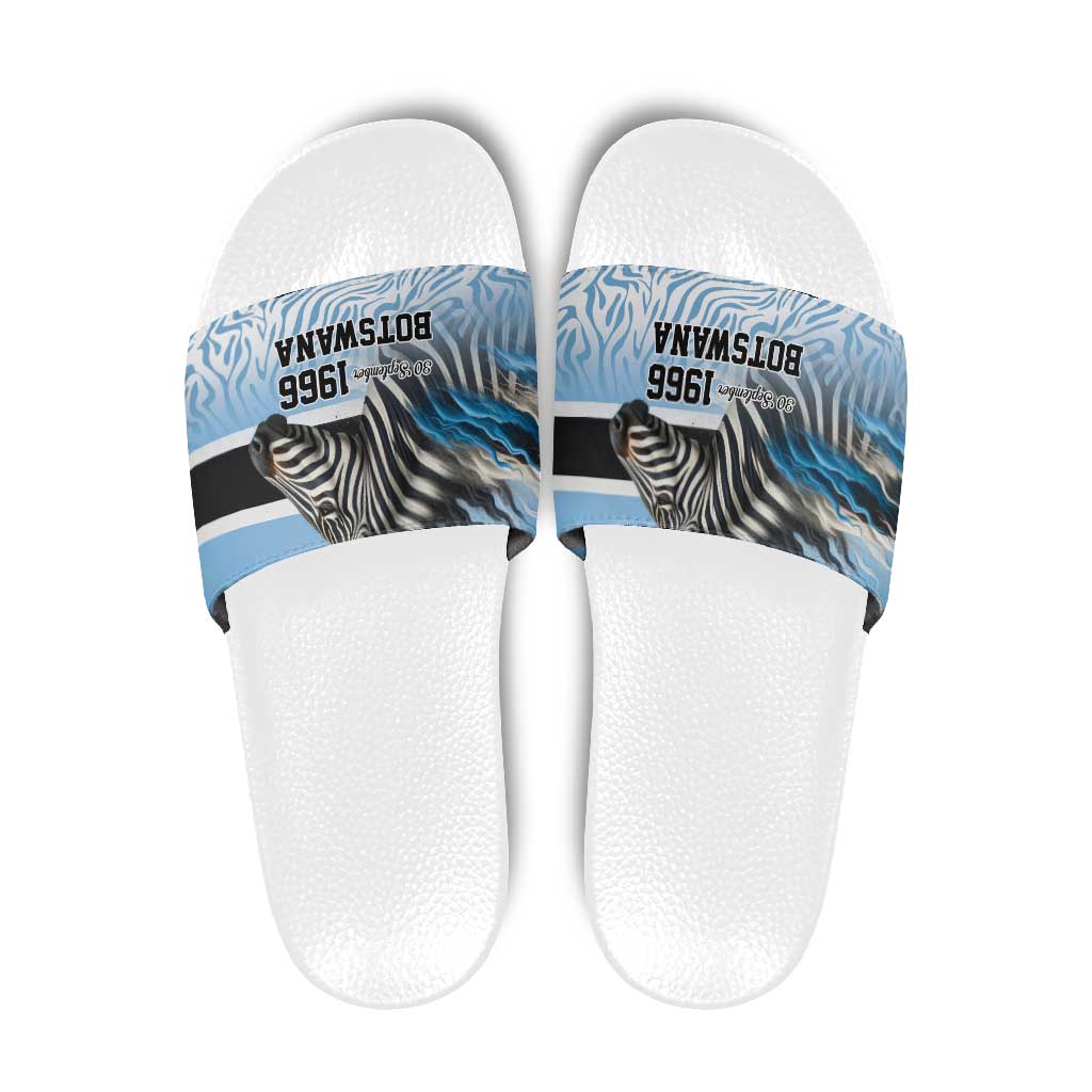 Botswana Independence Day 1966 Slide Sandals Tribal Zebra Skins Pattern - Wonder Print Shop