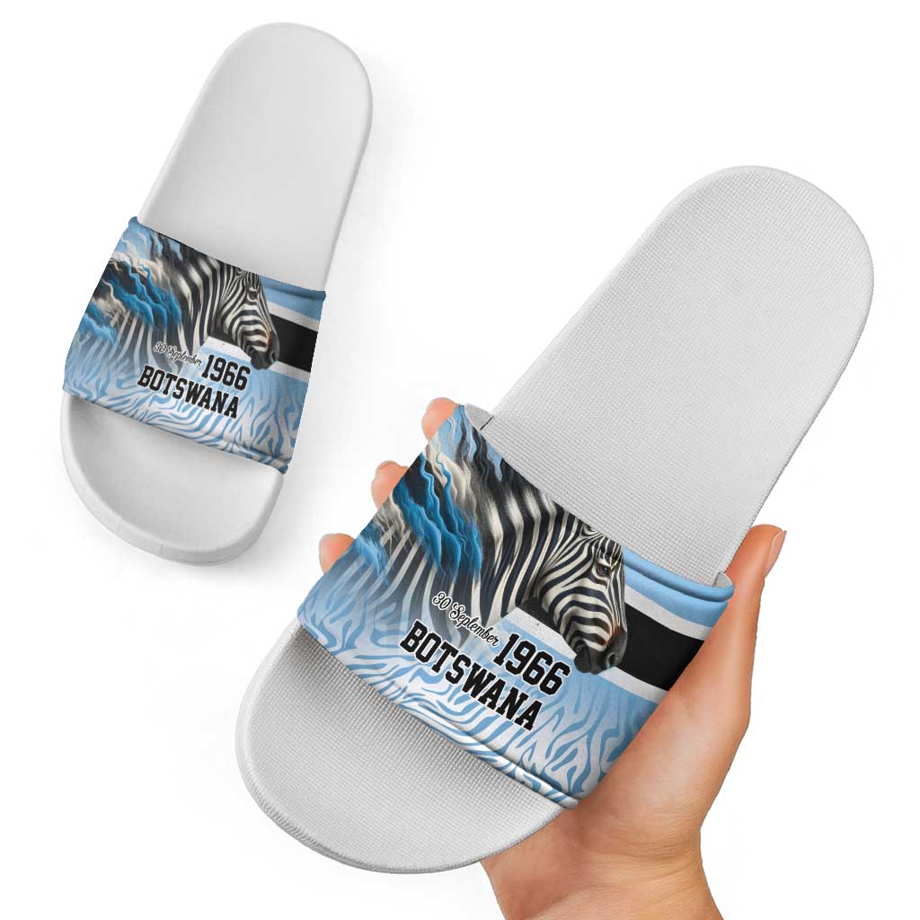 Botswana Independence Day 1966 Slide Sandals Tribal Zebra Skins Pattern - Wonder Print Shop