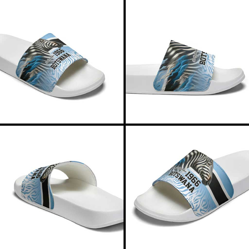 Botswana Independence Day 1966 Slide Sandals Tribal Zebra Skins Pattern - Wonder Print Shop
