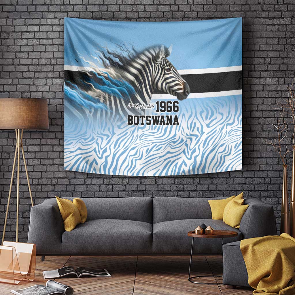 Botswana Independence Day 1966 Tapestry Tribal Zebra Skins Pattern - Wonder Print Shop