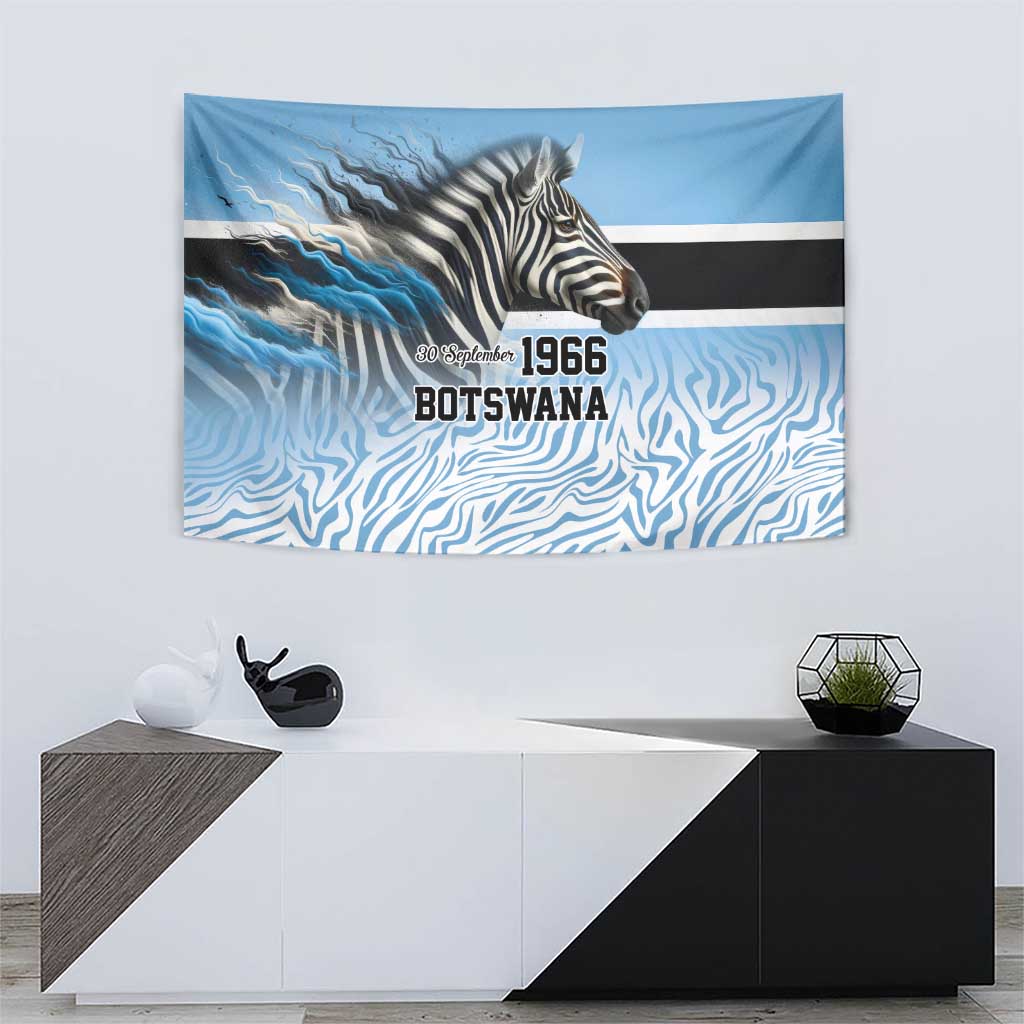 Botswana Independence Day 1966 Tapestry Tribal Zebra Skins Pattern - Wonder Print Shop