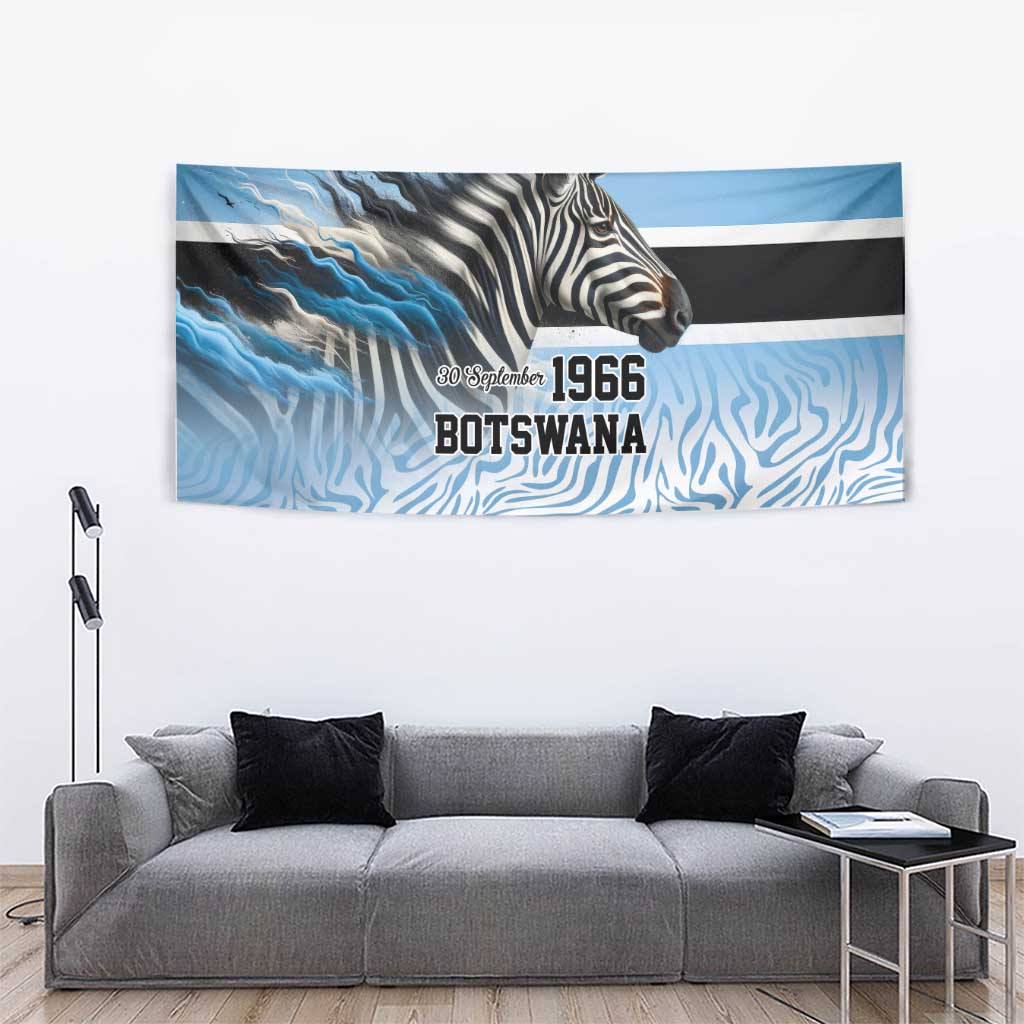 Botswana Independence Day 1966 Tapestry Tribal Zebra Skins Pattern - Wonder Print Shop