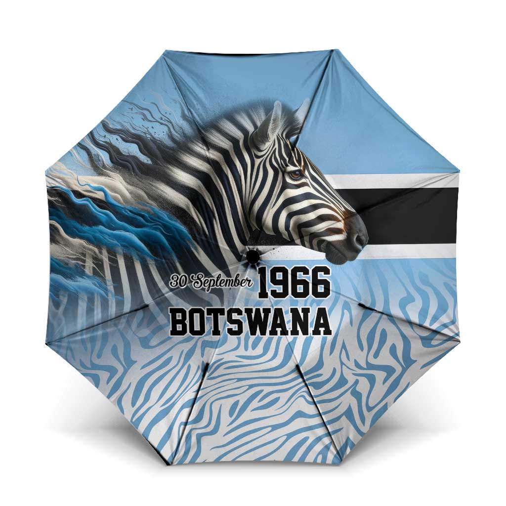 Botswana Independence Day 1966 Umbrella Tribal Zebra Skins Pattern - Wonder Print Shop