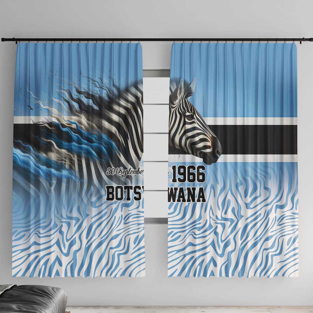 Botswana Independence Day 1966 Window Curtain Tribal Zebra Skins Pattern - Wonder Print Shop