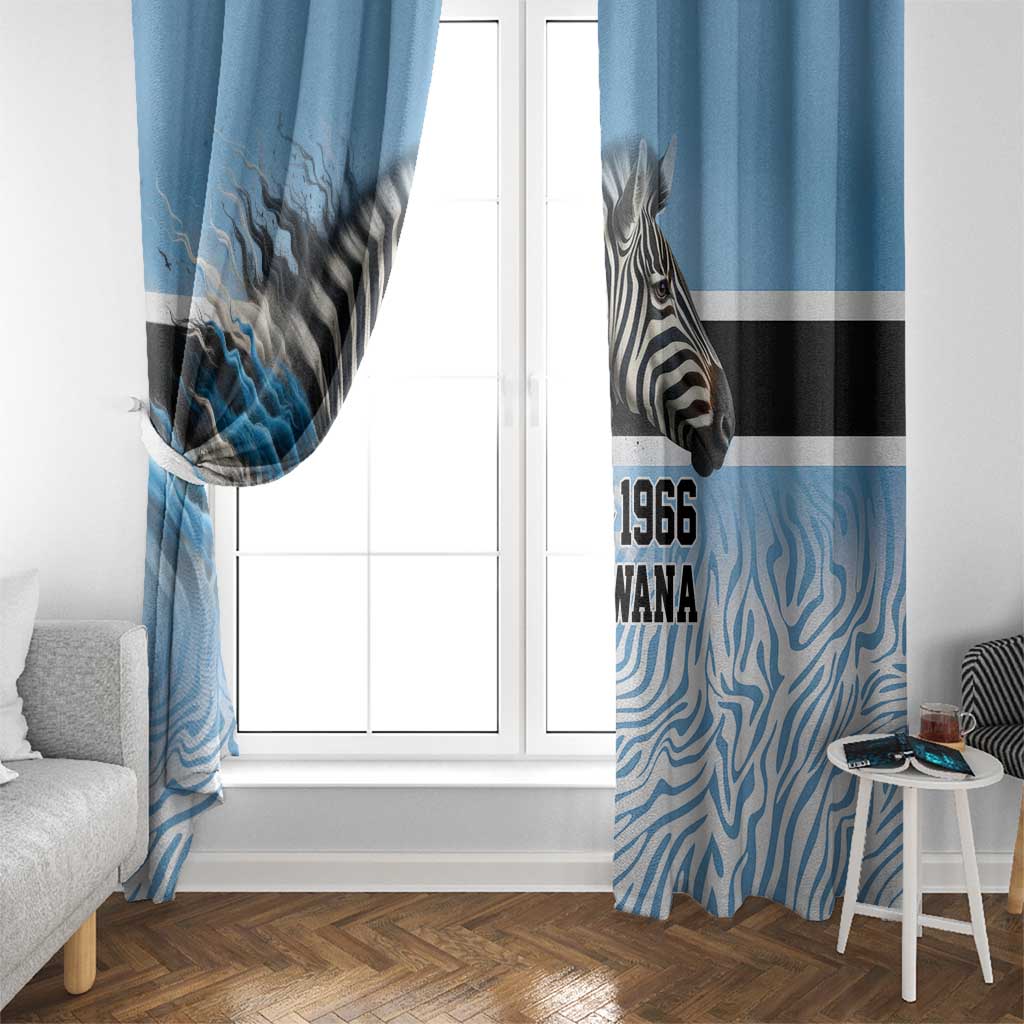 Botswana Independence Day 1966 Window Curtain Tribal Zebra Skins Pattern - Wonder Print Shop