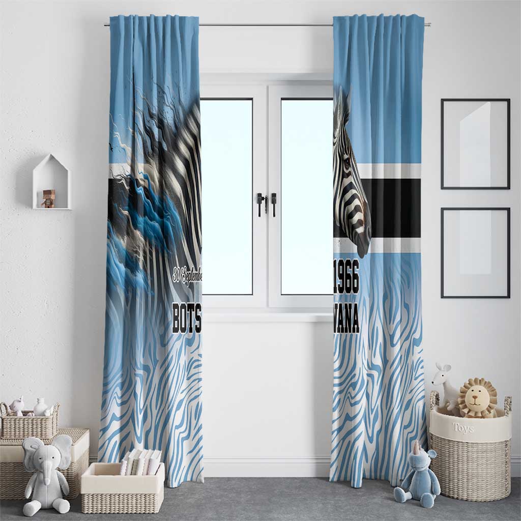Botswana Independence Day 1966 Window Curtain Tribal Zebra Skins Pattern - Wonder Print Shop