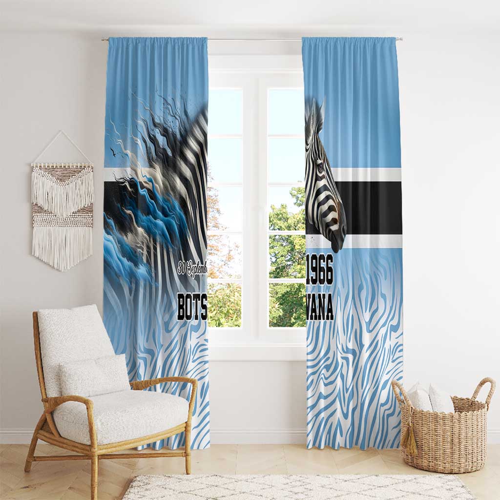 Botswana Independence Day 1966 Window Curtain Tribal Zebra Skins Pattern - Wonder Print Shop
