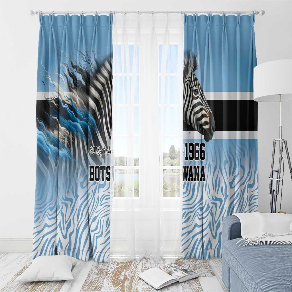Botswana Independence Day 1966 Window Curtain Tribal Zebra Skins Pattern - Wonder Print Shop