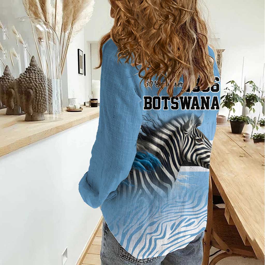 Botswana Independence Day 1966 Women Casual Shirt Tribal Zebra Skins Pattern - Wonder Print Shop