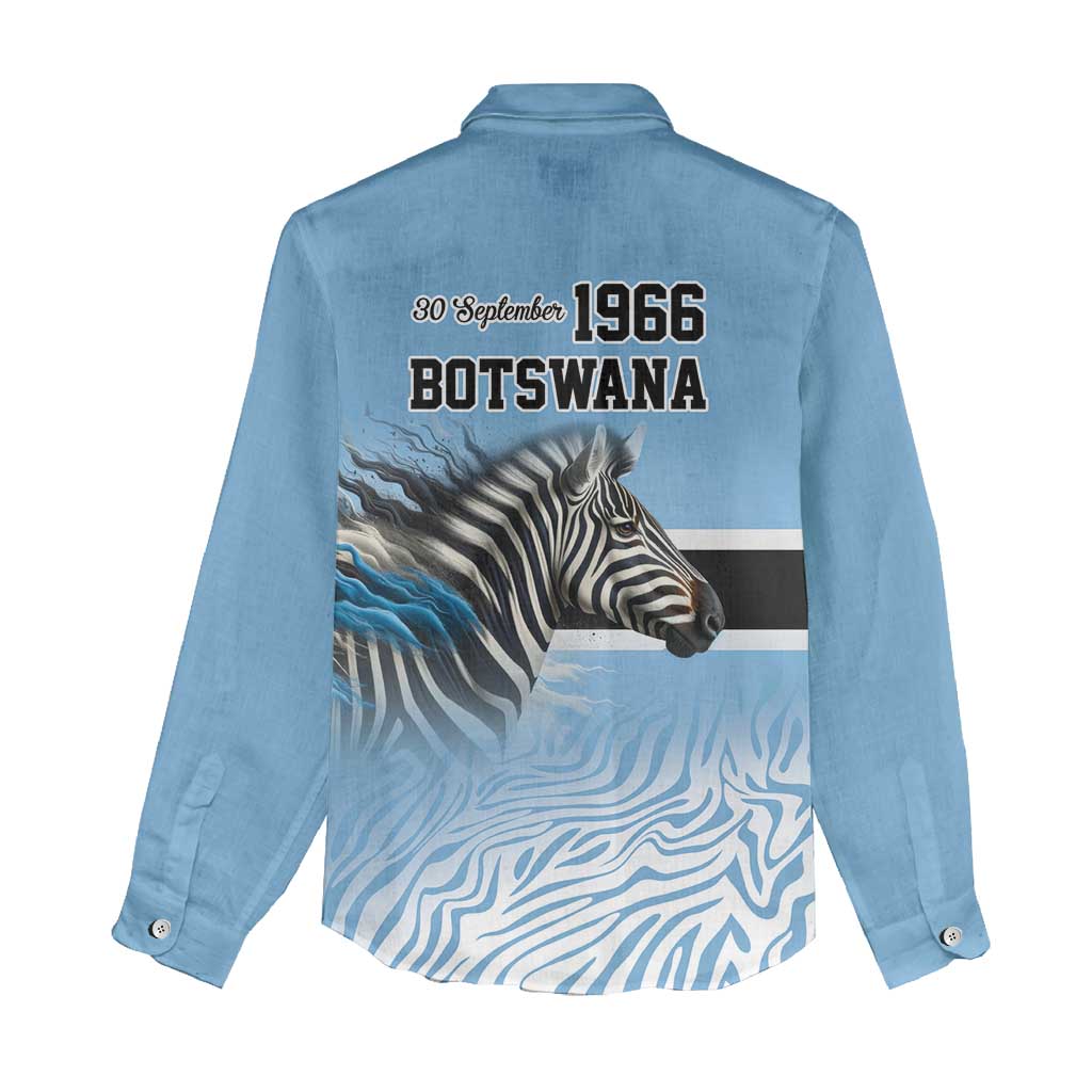 Botswana Independence Day 1966 Women Casual Shirt Tribal Zebra Skins Pattern - Wonder Print Shop