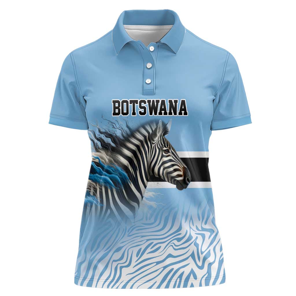 Botswana Independence Day 1966 Women Polo Shirt Tribal Zebra Skins Pattern - Wonder Print Shop