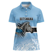 Botswana Independence Day 1966 Women Polo Shirt Tribal Zebra Skins Pattern - Wonder Print Shop