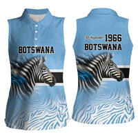 Botswana Independence Day 1966 Women Sleeveless Polo Shirt Tribal Zebra Skins Pattern - Wonder Print Shop