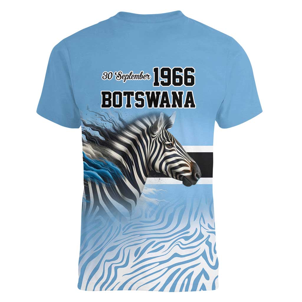 Botswana Independence Day 1966 Women V-Neck T-Shirt Tribal Zebra Skins Pattern - Wonder Print Shop