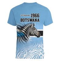Botswana Independence Day 1966 Women V-Neck T-Shirt Tribal Zebra Skins Pattern - Wonder Print Shop