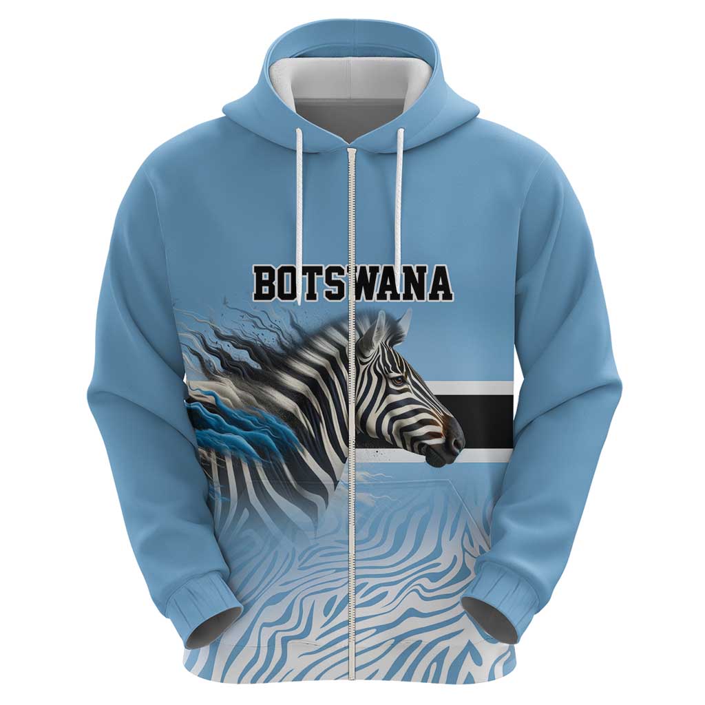 Botswana Independence Day 1966 Zip Hoodie Tribal Zebra Skins Pattern - Wonder Print Shop