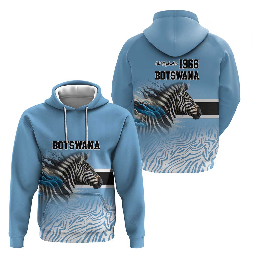 Botswana Independence Day 1966 Zip Hoodie Tribal Zebra Skins Pattern - Wonder Print Shop