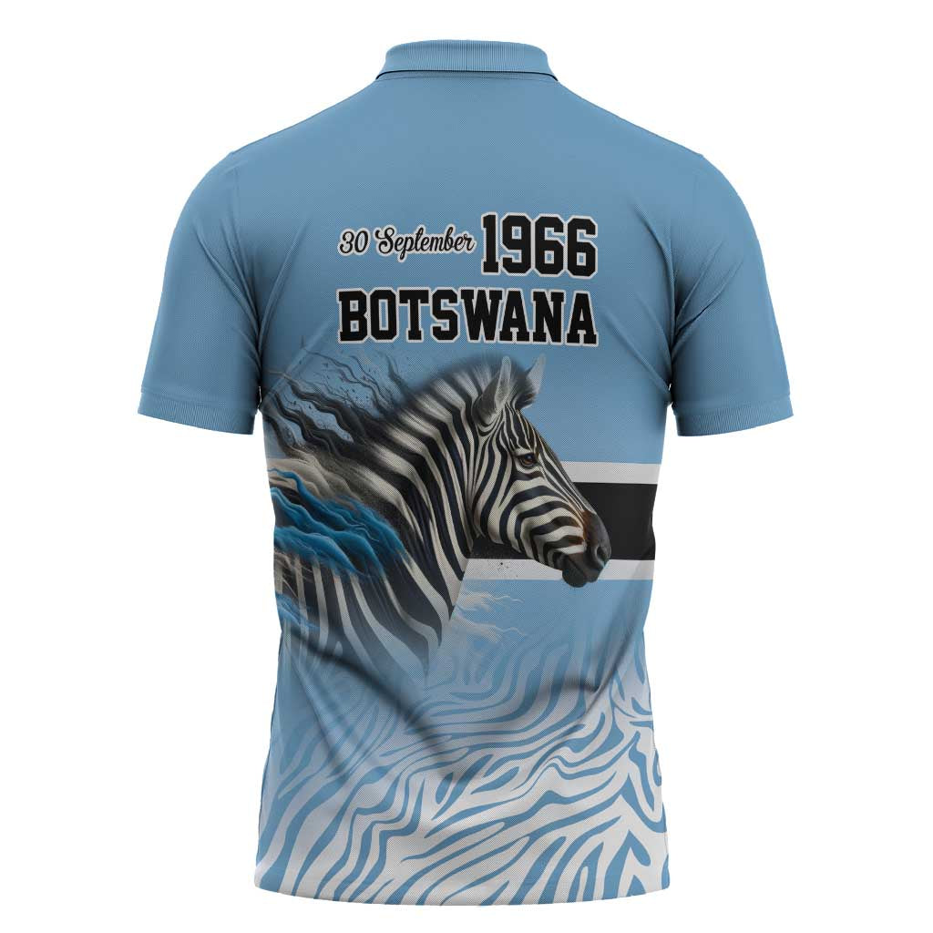 Botswana Independence Day 1966 Zipper Polo Shirt Tribal Zebra Skins Pattern - Wonder Print Shop