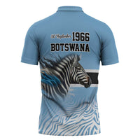 Botswana Independence Day 1966 Zipper Polo Shirt Tribal Zebra Skins Pattern - Wonder Print Shop